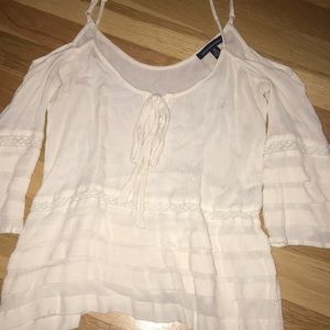 White cold shoulder top